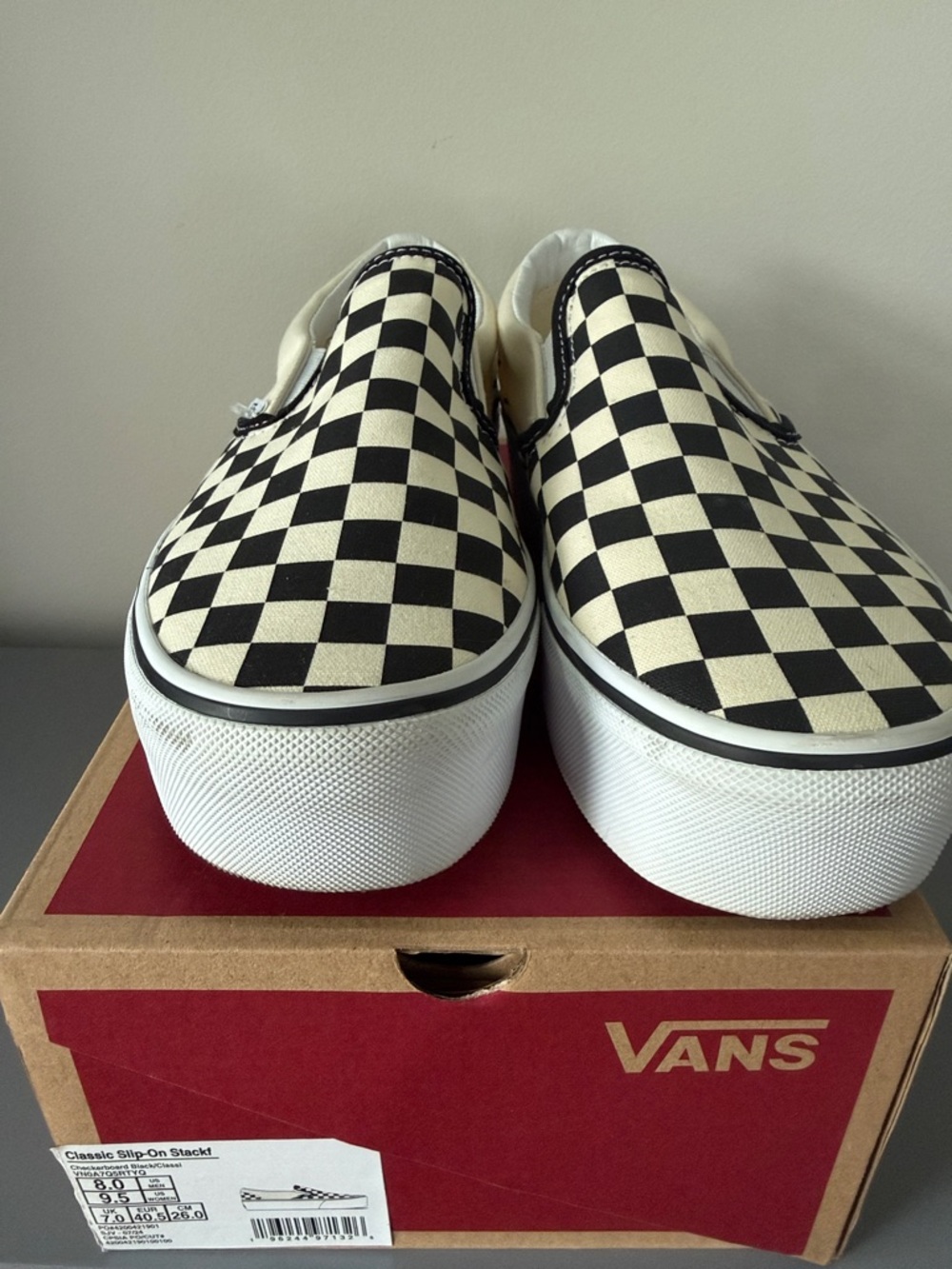 Vans Slip-On Platform Checkerboard Sneaker - Black & Cream